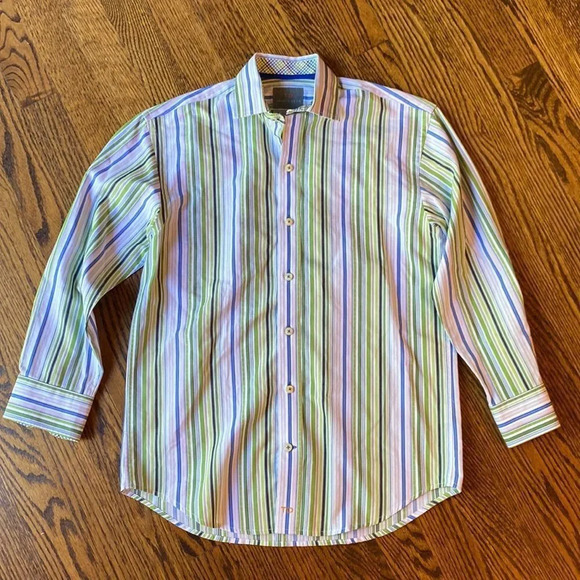Thomas Dean 8 Small Stripe Botton Down Shirt Kids - Picture 1 of 4